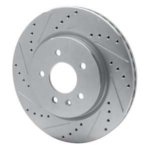 Buick Regal Sportback Brake Rotor (1) - Rear Left - R1 Concepts - Drilled & Slotted - Silver - `16-`20